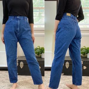 Vintage 80s Lee High Waisted Blue 100% Cotton Mom Jeans - 30" Waist